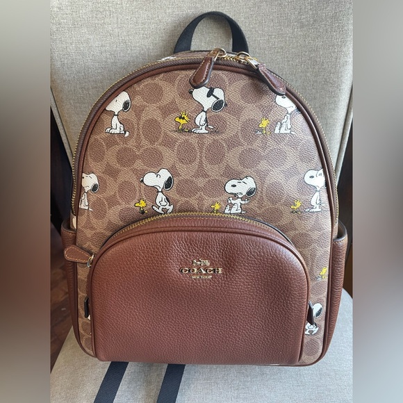NWT！Coach X Peanuts Court Backpack In Signature With Snoopy Print（COACH CBM25） - Picture 1 of 8